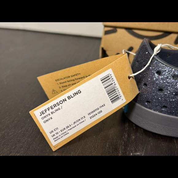 Native Jefferson Bling Slip On Shoes Glittered Onyx Bling/Onyx Little Kids C11 - Picture 4 of 14